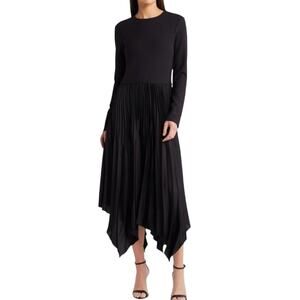 Melloday Women's Black Long Sleeve Pleated Maxi Dress - L - NWT